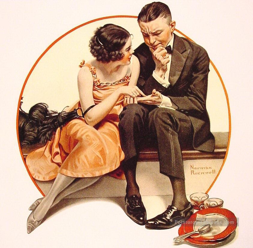 手のひらを読む少女 1921年 ノーマン・ロックウェル油絵